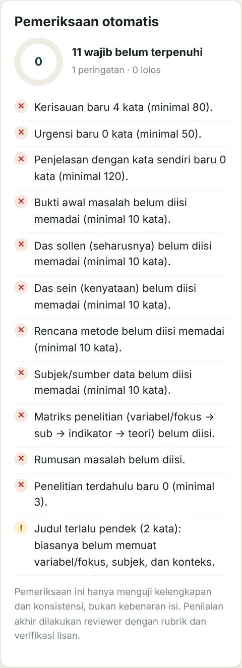 Tangkapan layar cek gagal